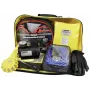 BRÜDER MANNESMANN Kit de emergencia y averías para automóvil con triángulo de advertencia, chaleco reflectante, botiquín de primeros auxilios, cable de remolque, cables de arranque, guantes de trabajo en bolsa de nailon amarillo neón (M01782)