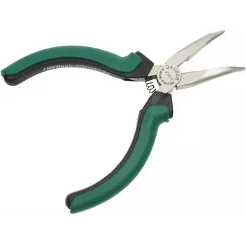 BRÜDER MANNESMANN GREEN LINE Alicate de puntas curvadas para electrónica 125 mm, acero para herramientas, verde/plata/negro M 1070-5