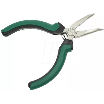 BRÜDER MANNESMANN GREEN LINE Alicate de puntas curvadas para electrónica 125 mm, acero para herramientas, verde/plata/negro M 1070-5