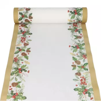 PAPSTAR Camino de mesa muérdago y piña 37231 multicolor 40 cm x 24 m
