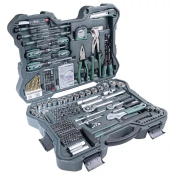 BRÜDER MANNESMANN Set de herramientas de 303 piezas en maletín de aluminio | herramientas manuales variadas, vasos, puntas | 29088