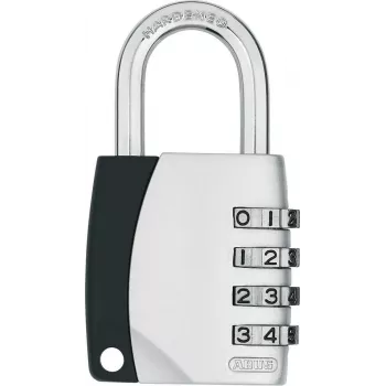 ABUS 155/40 Candado de combinación 4 dígitos ajustable, cuerpo de aluminio, arco de acero templado, plata ABVS30890