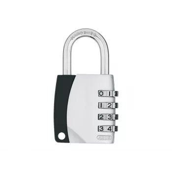 ABUS 155/40 Candado de combinación 4 dígitos ajustable, cuerpo de aluminio, arco de acero templado, plata ABVS30890