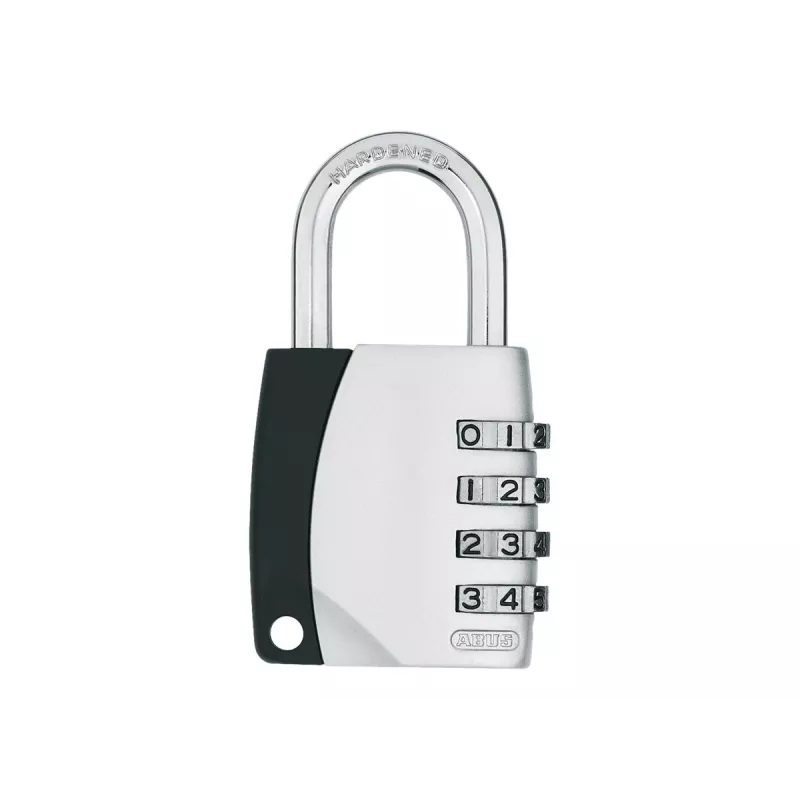 ABUS 155/40 Candado de combinación 4 dígitos ajustable, cuerpo de aluminio, arco de acero templado, plata ABVS30890