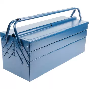 BRÜDER MANNESMANN Caja de herramientas metálica, longitud: 530 mm, bandejas extraíbles, pintada en azul, 6 compartimentos para herramientas - 1 ud. (211-530)