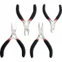 BRÜDER MANNESMANN Set de 4 alicates de electrónica autoabiertos M10840, acero para herramientas C50, 110 mm, alicate universal, cortaalambres, alicate plano, alicate redondo