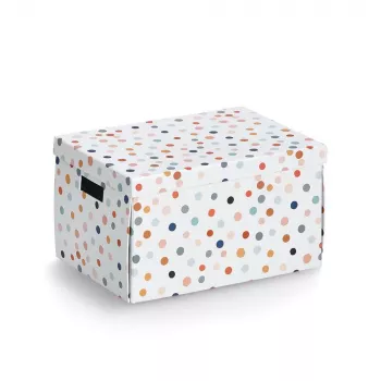 Zeller Dots Caja de almacenamiento blanca con puntos 25 x 35 x 20 cm 14475