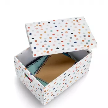 Zeller Dots Caja de almacenamiento blanca con puntos 25 x 35 x 20 cm 14475