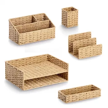 Zeller portalápices de trenza de papel natural 8 x 8 x 10,7 cm (15210)