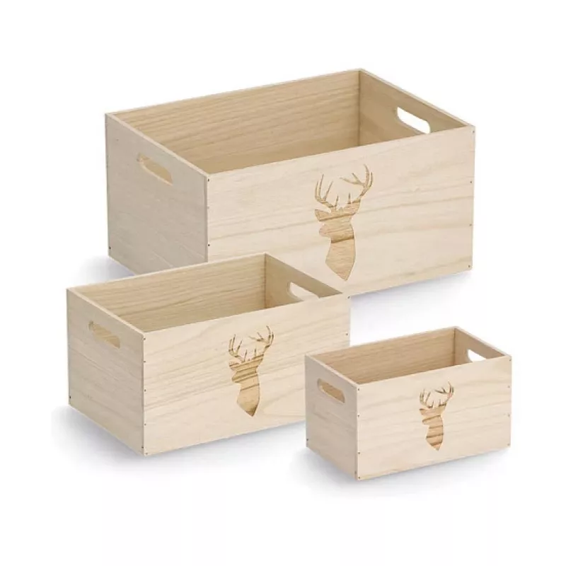 Zeller caja de almacenaje ciervo natural 35 x 25 x 18 cm 15222
