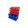BRÜDER MANNESMANN M41561 organizador de piezas pequeñas de pared de 16 piezas, plástico, azul/rojo