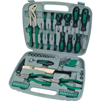 BRÜDER MANNESMANN set de herramientas manuales de 57 piezas con maletín de transporte | acero cromo-vanadio | hogar y bricolaje 29057