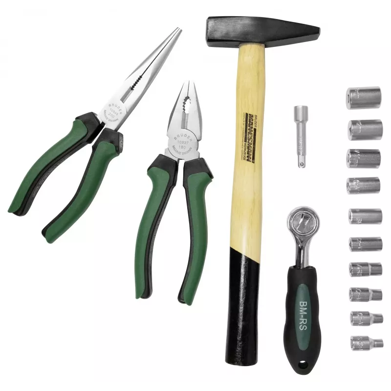 BRÜDER MANNESMANN set de herramientas manuales de 57 piezas con maletín de transporte | acero cromo-vanadio | hogar y bricolaje 29057