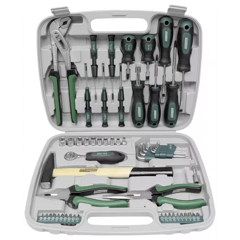 BRÜDER MANNESMANN set de herramientas manuales de 57 piezas con maletín de transporte | acero cromo-vanadio | hogar y bricolaje 29057