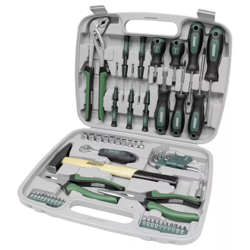 BRÜDER MANNESMANN set de herramientas manuales de 57 piezas con maletín de transporte | acero cromo-vanadio | hogar y bricolaje 29057