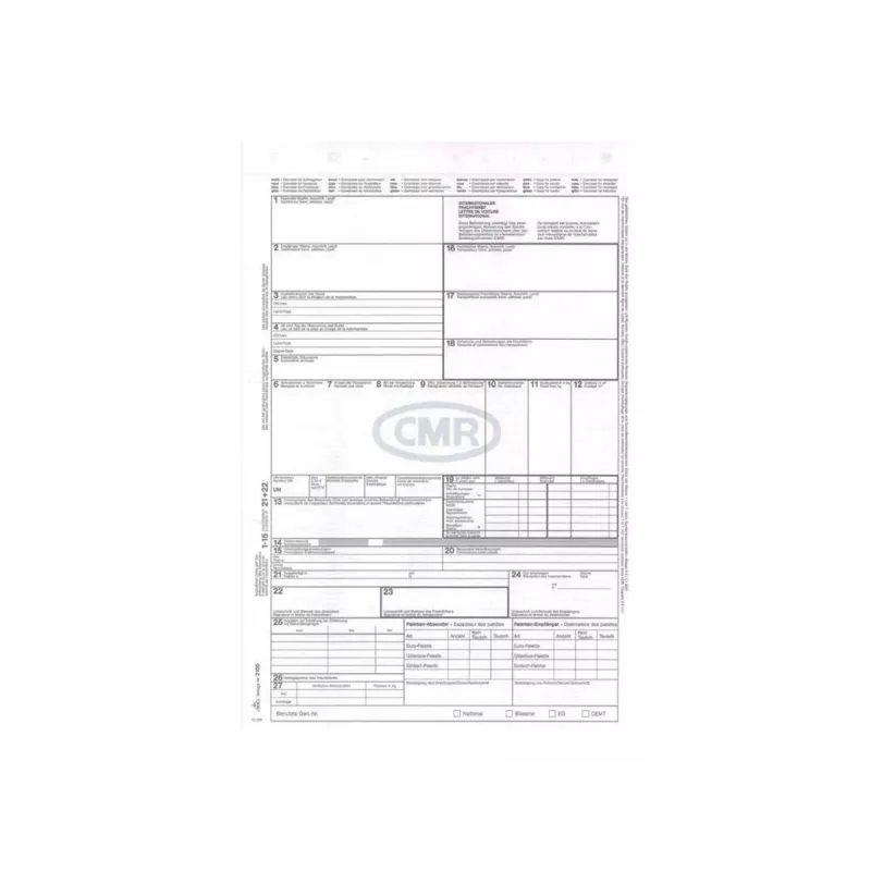 RNK Verlag Carta de porte internacional CMR, juego autocopiativo de 4 partes, DIN A4, para Alemania 2100