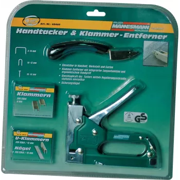 BRÜDER MANNESMANN Set de grapadora manual, acero, con removedor de grapas y 200 grapas (48440)