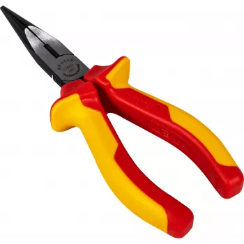 BRÜDER MANNESMANN Alicate de puntas VDE 160 mm, aislado 1000V, alicate de puntas largas para trabajos en piezas con tensión, rojo/amarillo 10603