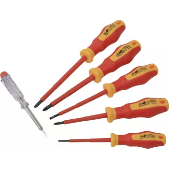 Brüder Mannesmann Juego de destornilladores aislados VDE 6 piezas plano Phillips M11226