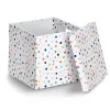 Zeller Caja de almacenamiento Dots de lunares blancos 33,5 x 33 x 32 cm 14476