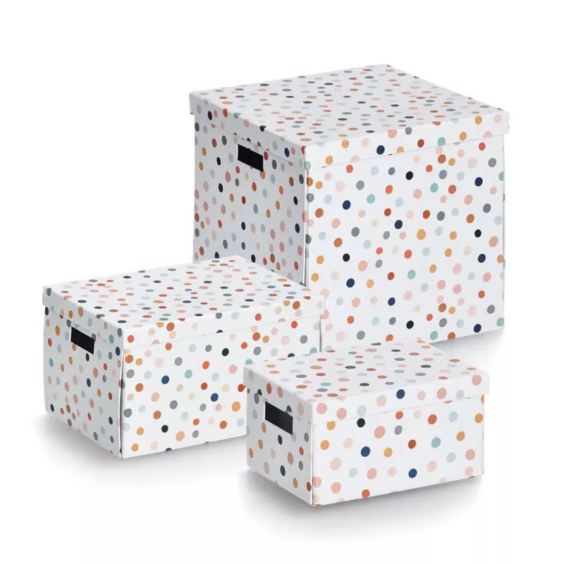 Zeller Caja de almacenamiento Dots de lunares blancos 33,5 x 33 x 32 cm 14476