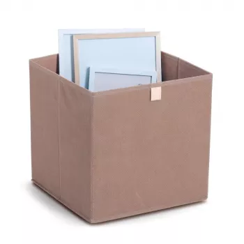 Zeller Caja de almacenamiento cúbica Mocca 32 x 32 x 32 cm con tapa y asa 14541