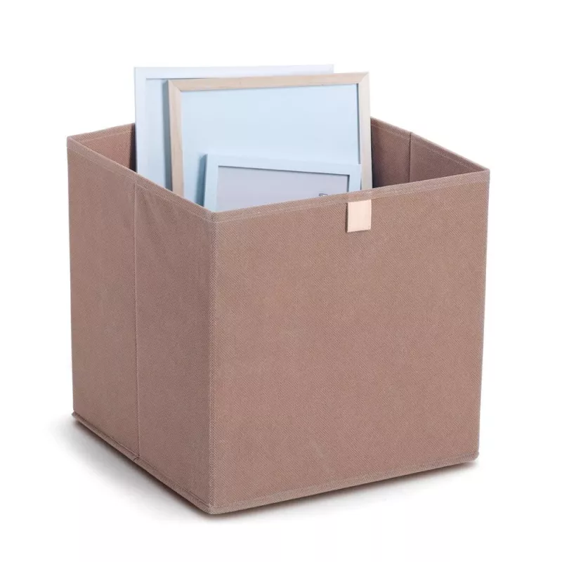 Zeller Caja de almacenamiento cúbica Mocca 32 x 32 x 32 cm con tapa y asa 14541