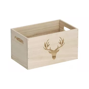 Zeller Caja de almacenamiento Hirsch natural 25 x 15 x 14 cm (15220)