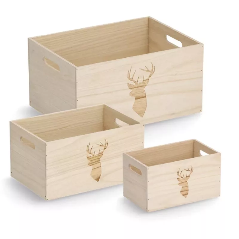 Zeller Caja de almacenamiento Hirsch natural 25 x 15 x 14 cm (15220)