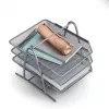 ZELLER MESHLINE Bandeja de documentos A4 de aluminio de 3 niveles, plateado 17701