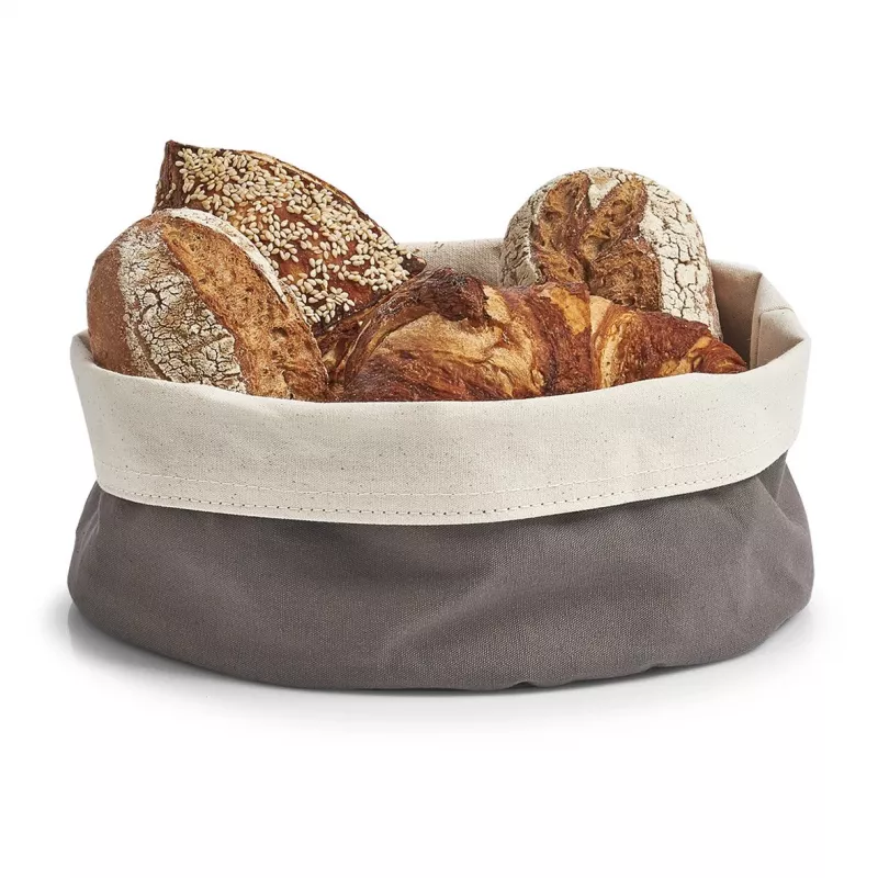 Zeller cesta de pan 18006 – cesta de tela plegable con marco metálico, gris, 20 x 20 x 7 cm