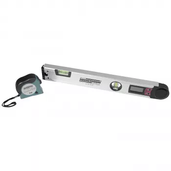 Brüder Mannesmann medidor de ángulos digital con nivel, 400 mm, LCD, 0-220°, resolución de 0,1°, aluminio (M81230)