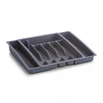 Zeller 24887 cajón para cubiertos, plástico, gris