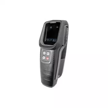 BRÜDER MANNESMANN M99945 Detector multifunción para madera, metal, cables con tensión y temperatura, Negro