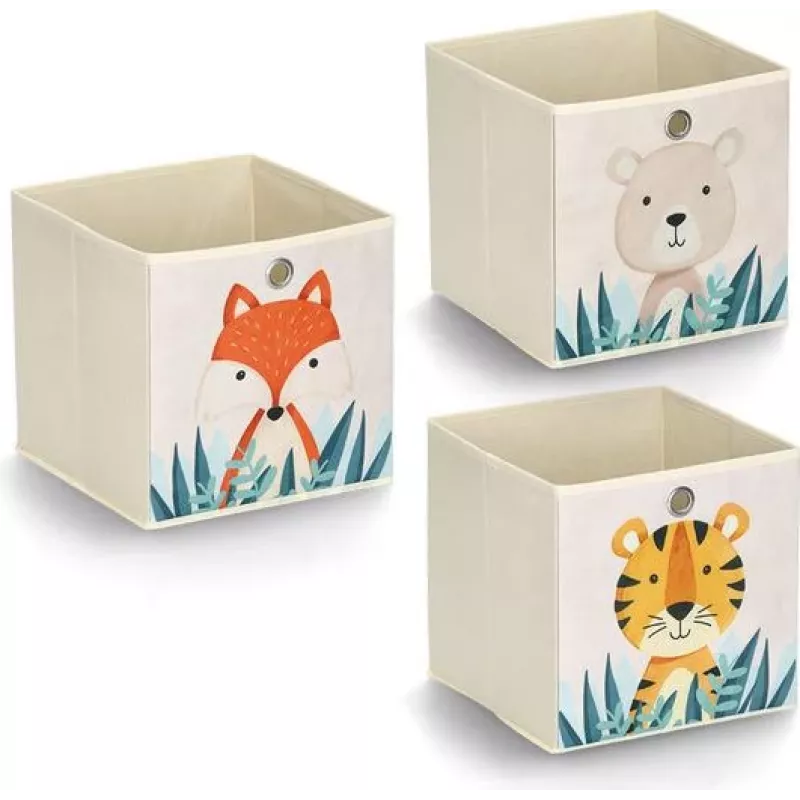 Zeller Present 14479 Cesta de almacenaje de juguetes exenta Cubo Beige Multicolor