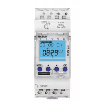 THEBEN TR 610 top3 12-24V temporizador digital semanal, 1 canal, carril DIN, 16 A 6104130