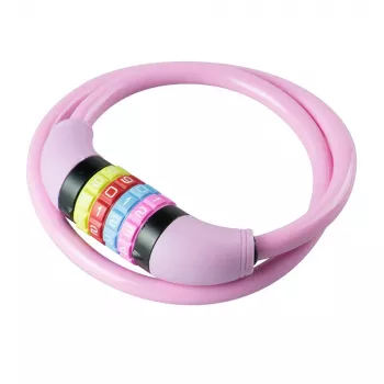 BURG WÄCHTER Candado de cable para bicicleta 210 C 65 GIRLS, Rosa antiguo, 650 mm cable de acero, combinación de 4 dígitos, para niños 39590