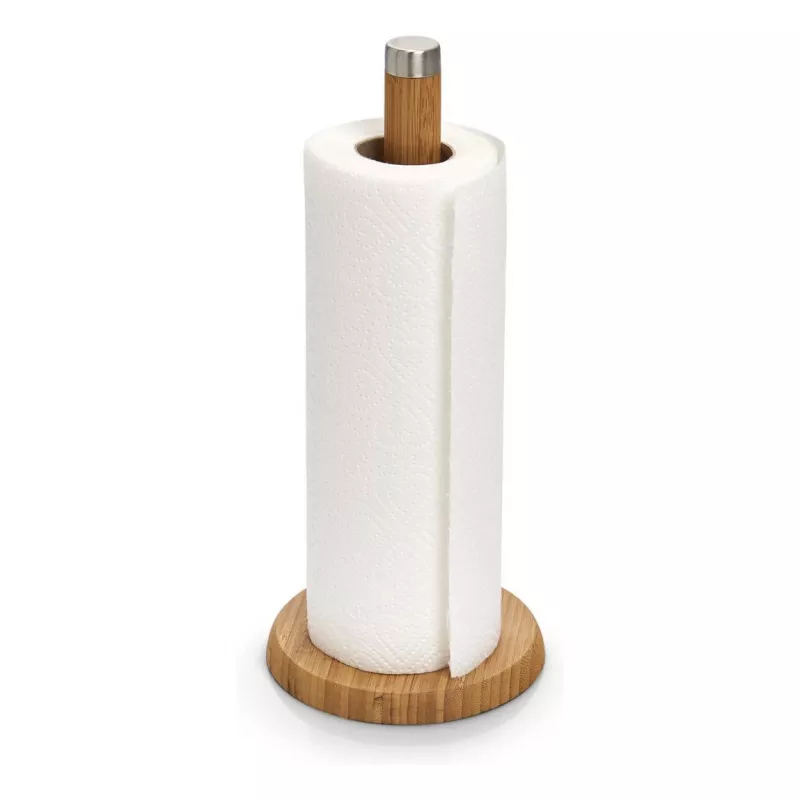ZELLER portarrollos de cocina de bambú con soporte, natural, portarrollos de pie 25283