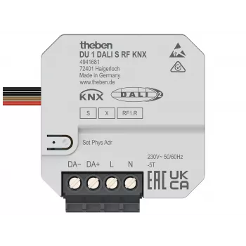 Theben DU 1 DALI S RF KNX UP actuador KNX RF DALI empotrable, 1 canal, broadcast 4941681
