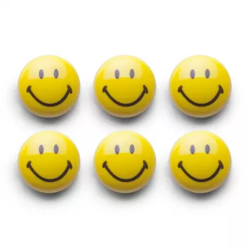 Zeller set de imanes Smiley 6 uds. 3 cm amarillo 11204