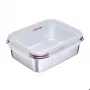 Westmark Recipiente de conservación de alimentos Click & Close 2,25 L rectangular tapa plateada transparente SAN hermético a prueba de fugas sin BPA 23692270