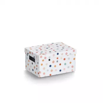 Zeller Dots Caja de almacenamiento blanca con puntos 18,0 cm x 25,0 cm 14474