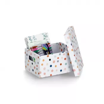 Zeller Dots Caja de almacenamiento blanca con puntos 18,0 cm x 25,0 cm 14474