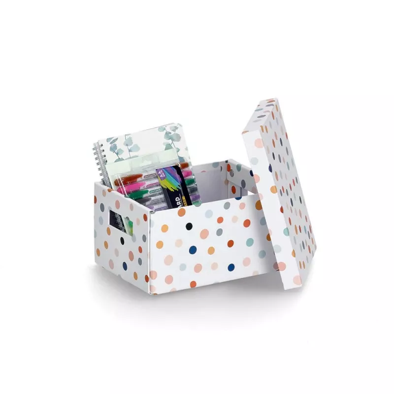 Zeller Dots Caja de almacenamiento blanca con puntos 18,0 cm x 25,0 cm 14474