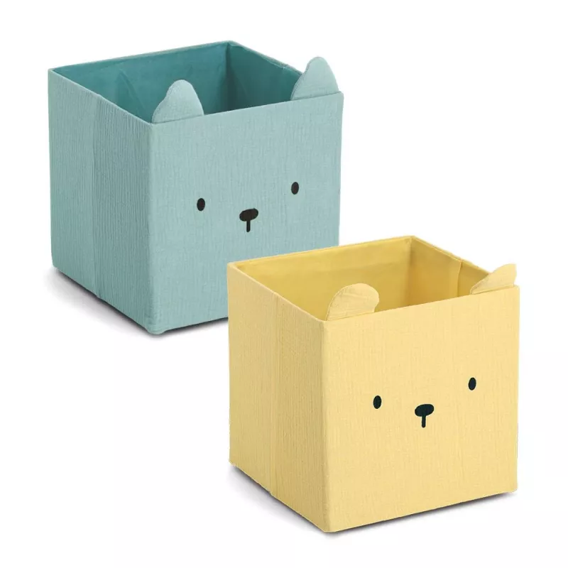 Zeller Bear Caja de almacenamiento amarilla 28 x 28 x 28 cm 14491