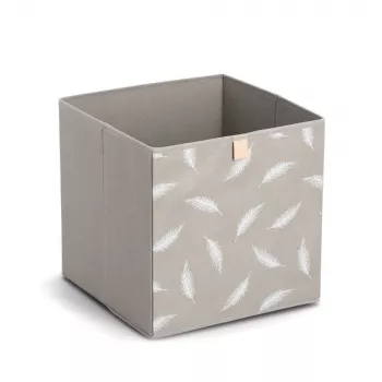 Zeller Feather Caja de almacenamiento taupe 32 x 32 x 32 cm 14537