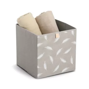 Zeller Feather Caja de almacenamiento taupe 32 x 32 x 32 cm 14537