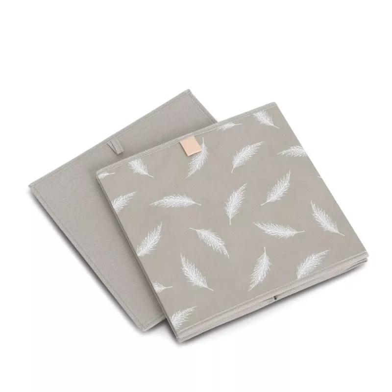 Zeller Feather Caja de almacenamiento taupe 32 x 32 x 32 cm 14537