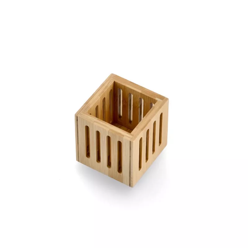Zeller Portalápices de bambú marrón 8x8x8 cm 15201