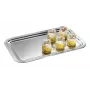APS CLASSIC Bandeja de servir rectangular 530x325 mm plateada niquelada cromada brillante con líneas